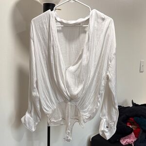 FP Movement by Free People White Draped Blouse